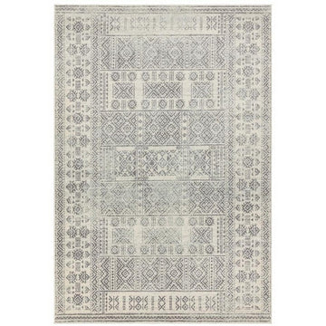 Nova NV33 Tribal Modern Abstract Durable Easy-Care Polypropylene Short Pile Pale Grey/Charcoal Grey/Ivory/Stone Rug-Asiatic Carpets-Rug Love - The Most Loved Rug Store